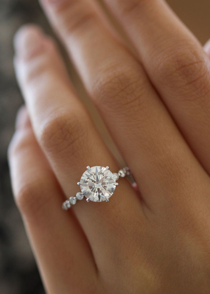 1.0-3.0 CT Round Diamond Pave Engagement Ring