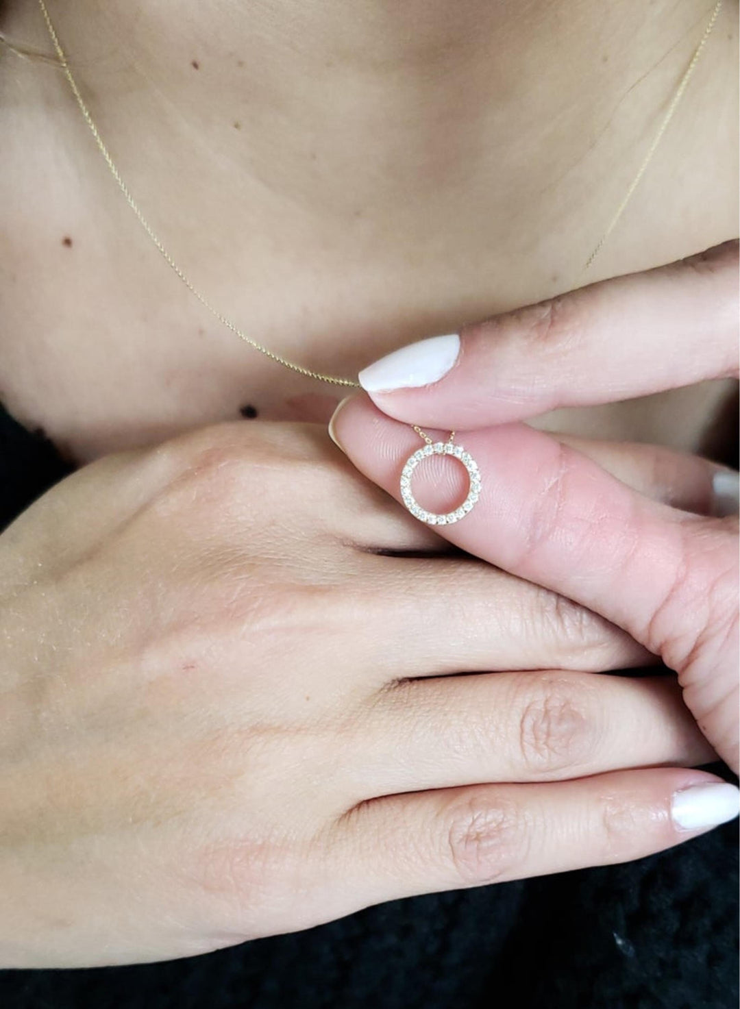 0.13TCW Open Circle Moissanite Diamond Pendant for Women