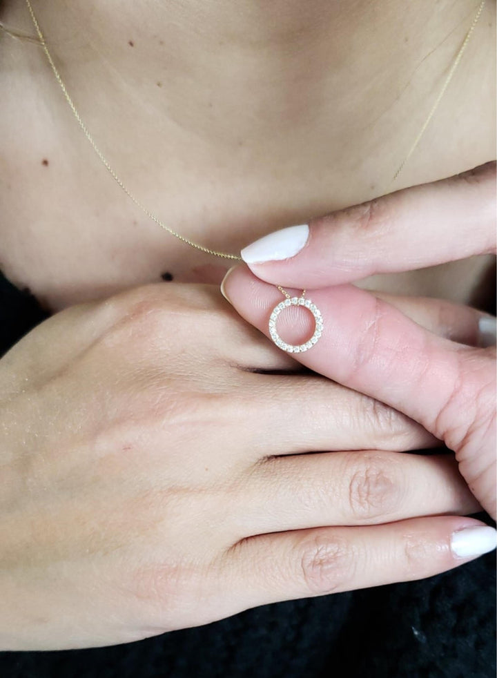 0.13TCW Open Circle Moissanite Diamond Pendant for Women