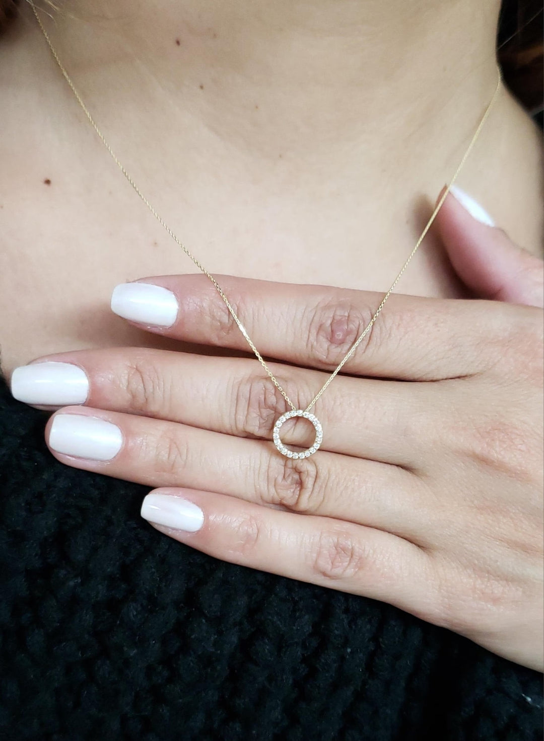 0.13TCW Open Circle Moissanite Diamond Pendant for Women