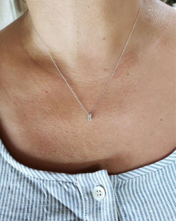 0.30TCW Round Two Stone Moissanite Diamond Necklace for Her