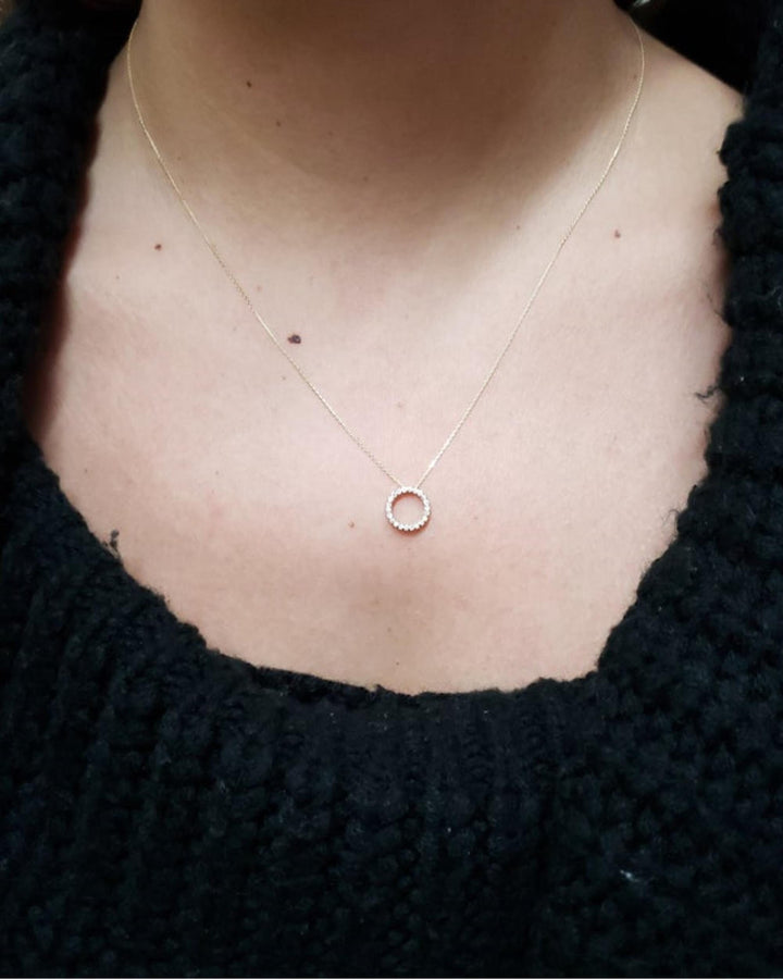 0.13TCW Open Circle Moissanite Diamond Pendant for Women