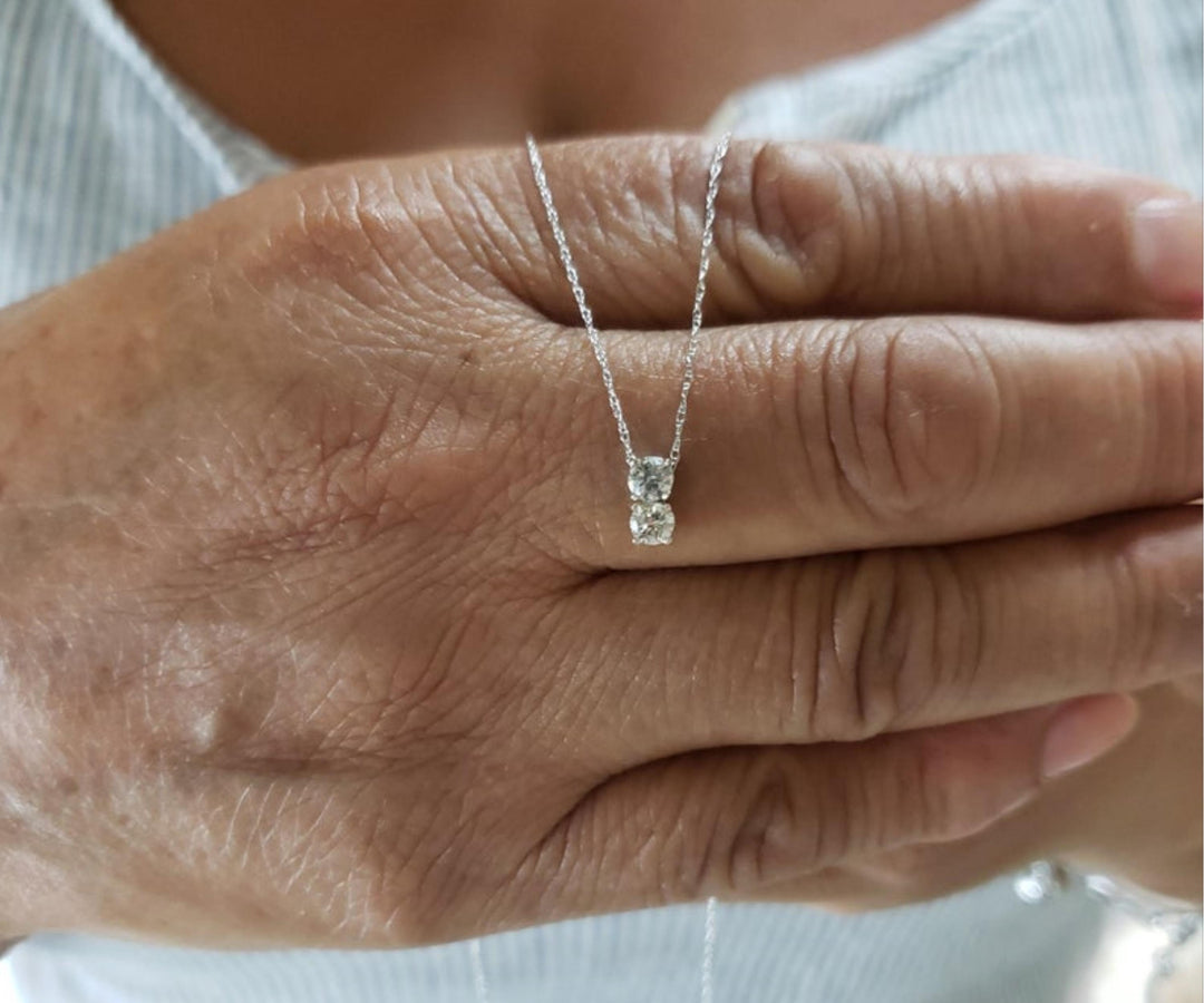0.30TCW Round Two Stone Moissanite Diamond Necklace for Her