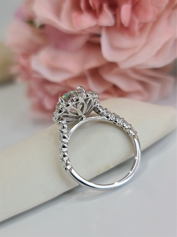 1.50 - 3.50 CT Round Cut Halo Lab Grown Diamond Engagement Ring