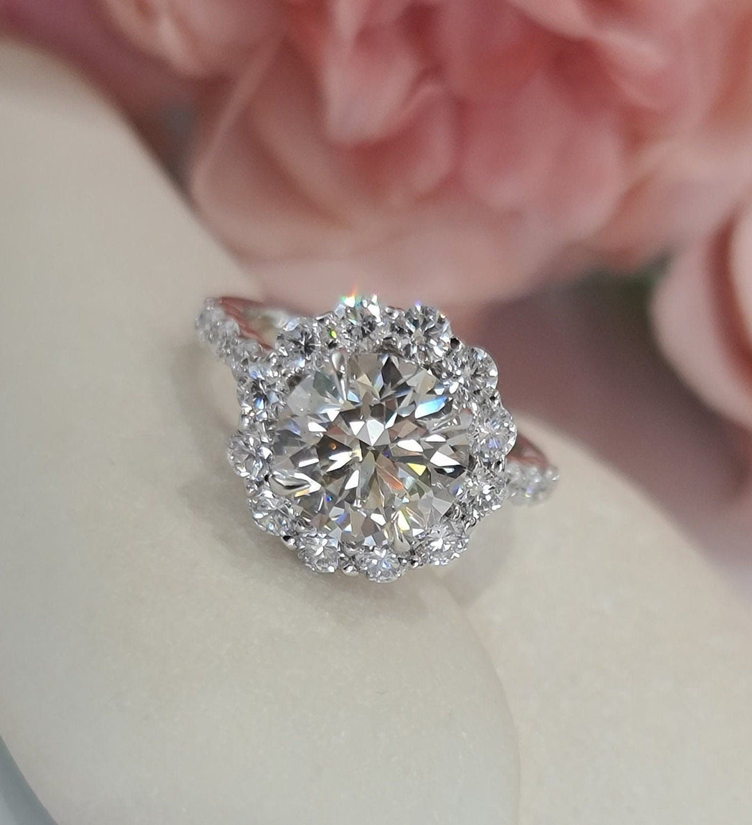 1.50 - 3.50 CT Round Cut Halo Lab Grown Diamond Engagement Ring