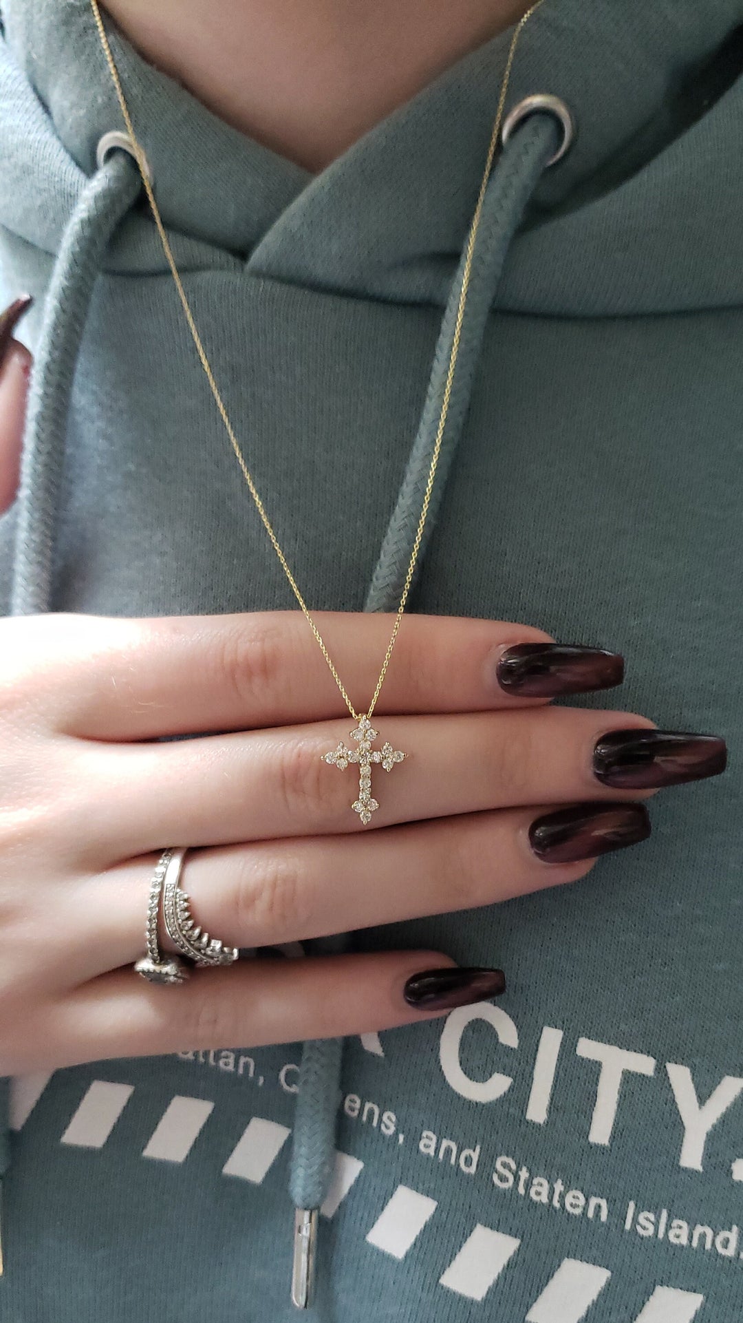 0.38TCW Cross Moissanite Diamond Necklace for Women