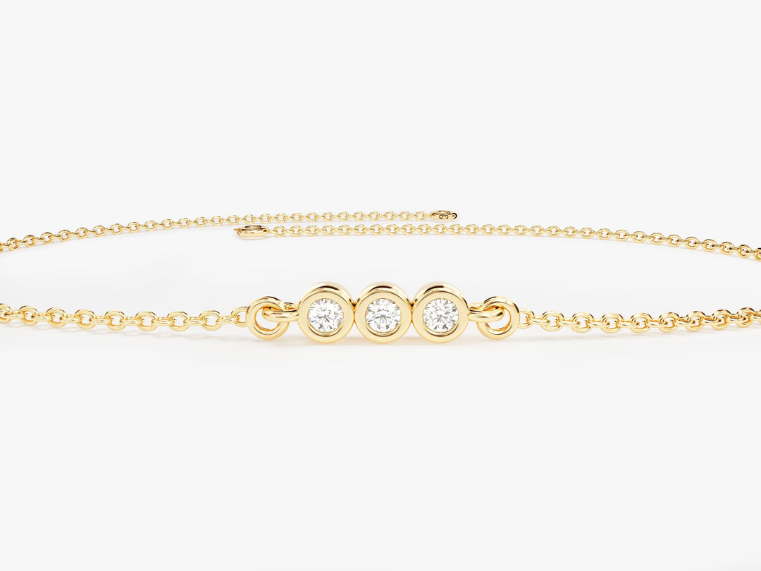 0.1Ct Bezel Set Round Cut Trio Diamond Bracelet for Her