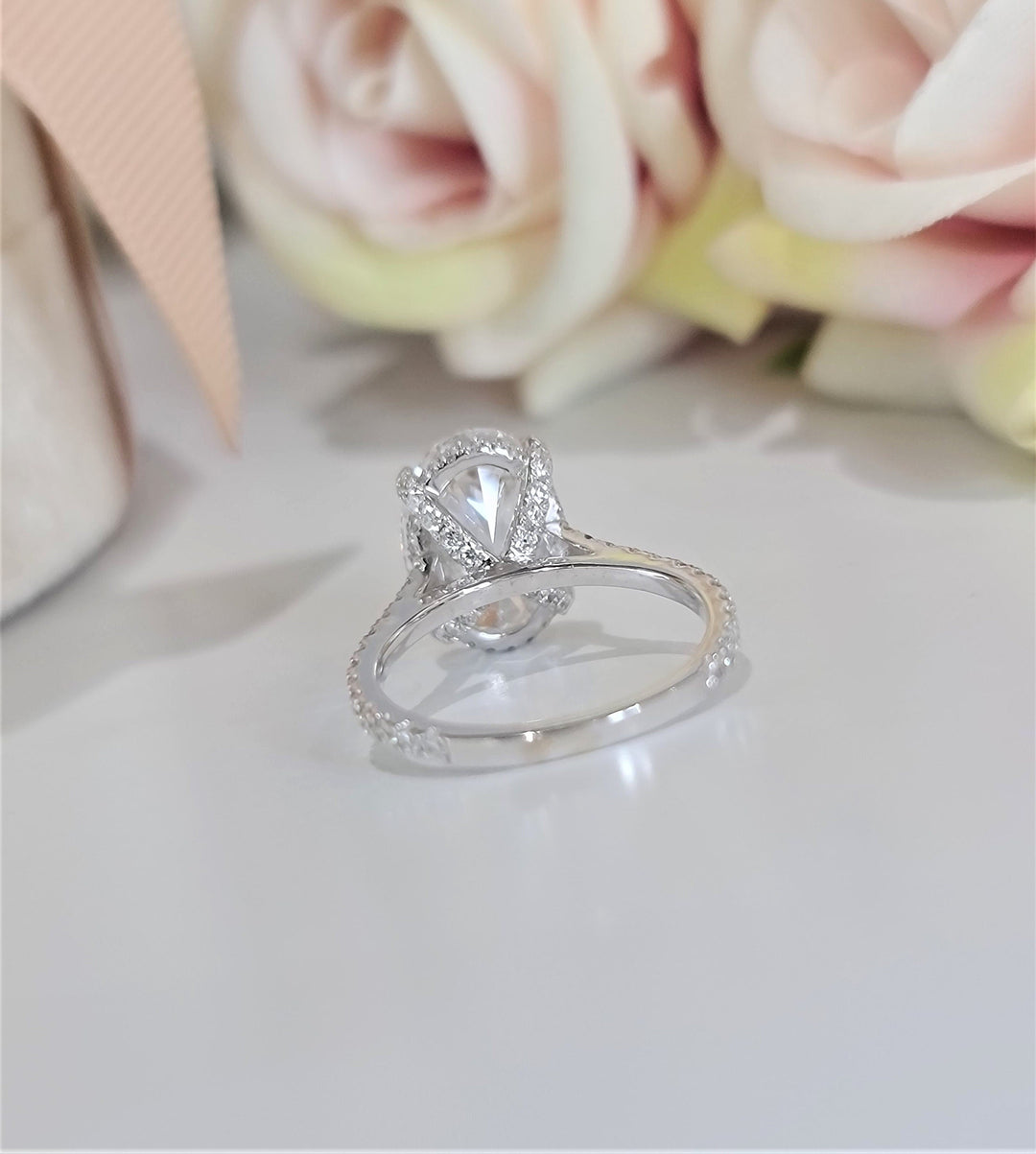 2.0 CT-4.0 CT Oval Hidden Halo Style Lab Grown Diamond Engagement Ring