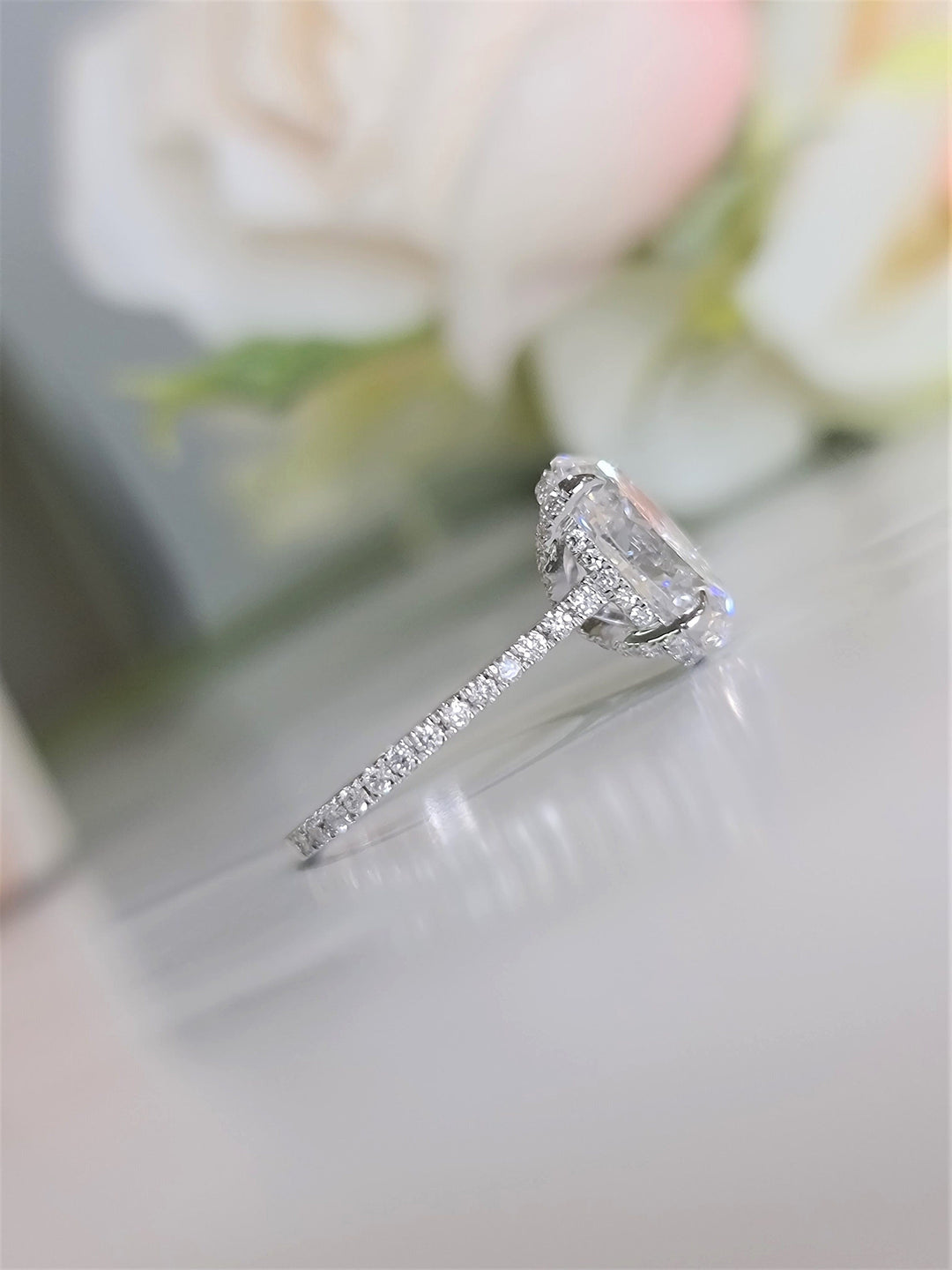 2.0 CT-4.0 CT Oval Hidden Halo Style Lab Grown Diamond Engagement Ring