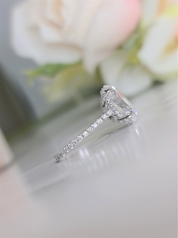 2.0 CT-4.0 CT Oval Hidden Halo Style Lab Grown Diamond Engagement Ring