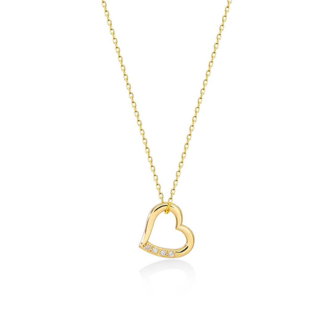 Heart Shape Diamond Moissanite Necklace in 14K Yellow Gold