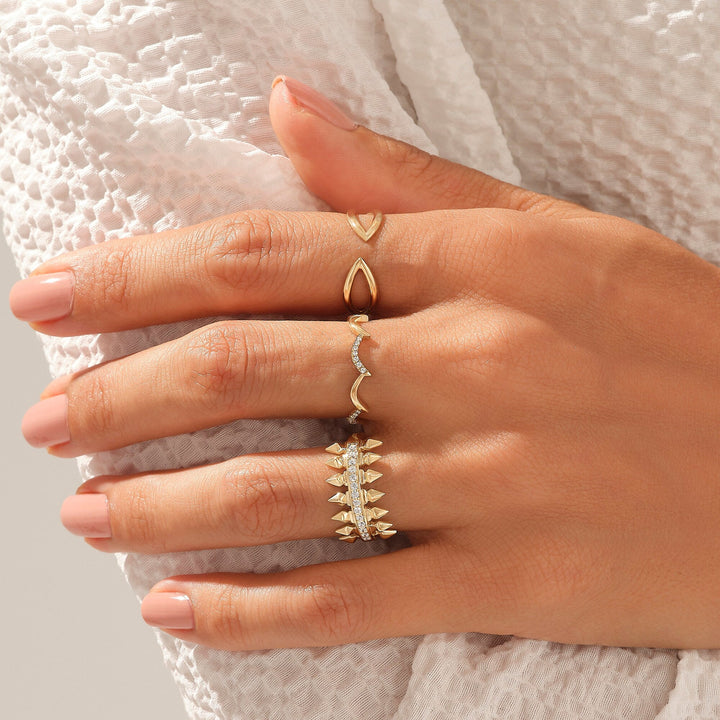 14K Yellow Gold Plain Stackable Open Band for Birthday Gift