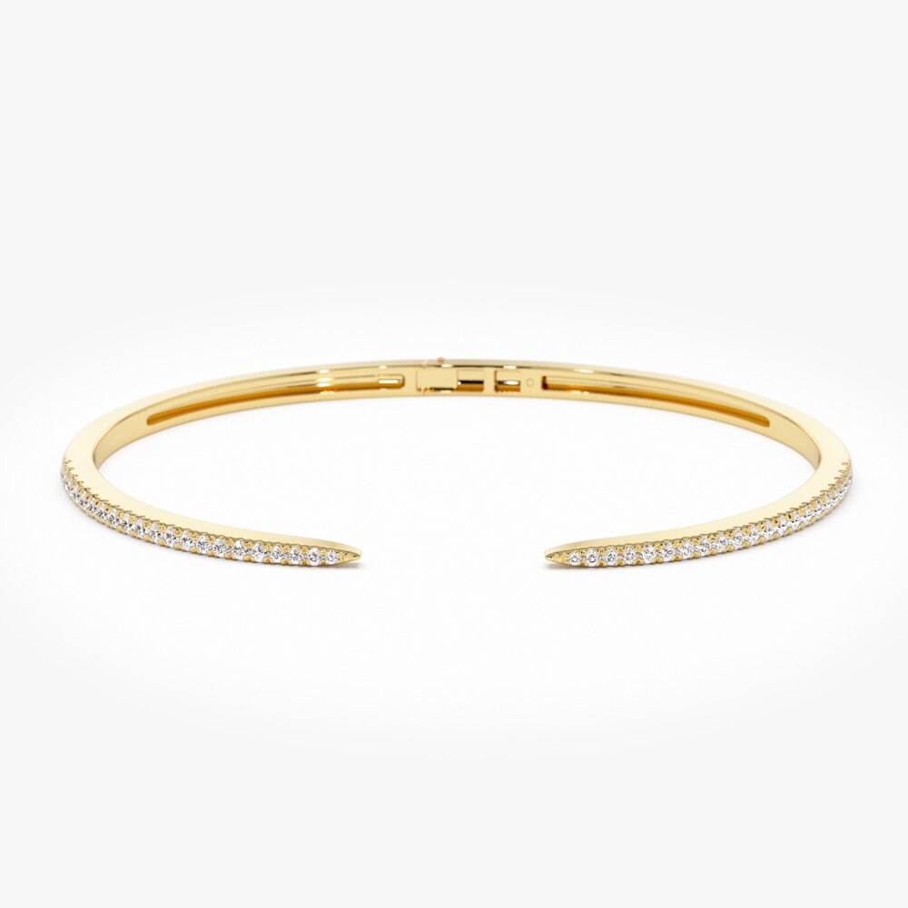Round Cut Cuff Diamond Bangle Bracelet for Women
