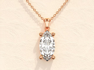 Marquise Cut Solitaire Moissanite Diamond Pendant Necklace