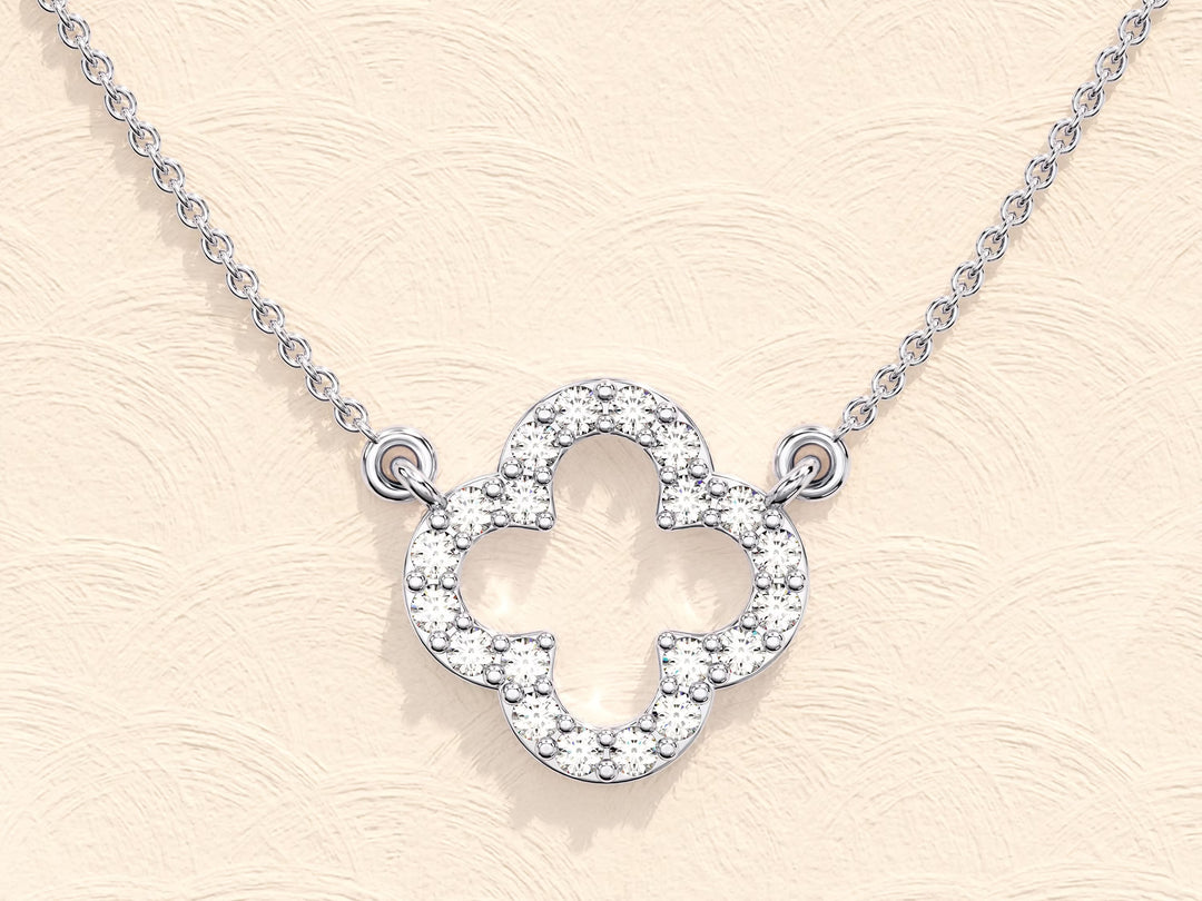 Clover Moissanite Diamond Necklace for Women