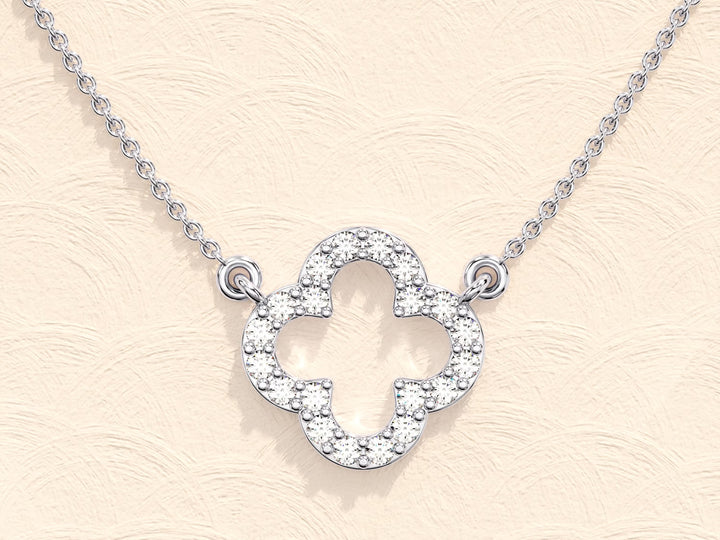 Clover Moissanite Diamond Necklace for Women