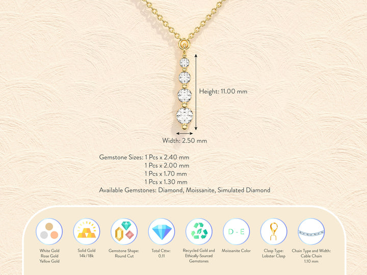 Round Cut Moissanite Diamond Solitaire Necklace for Women