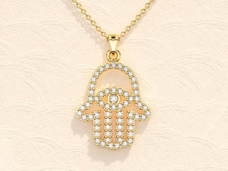 Hamsa Diamond Moissanite Necklace for Women