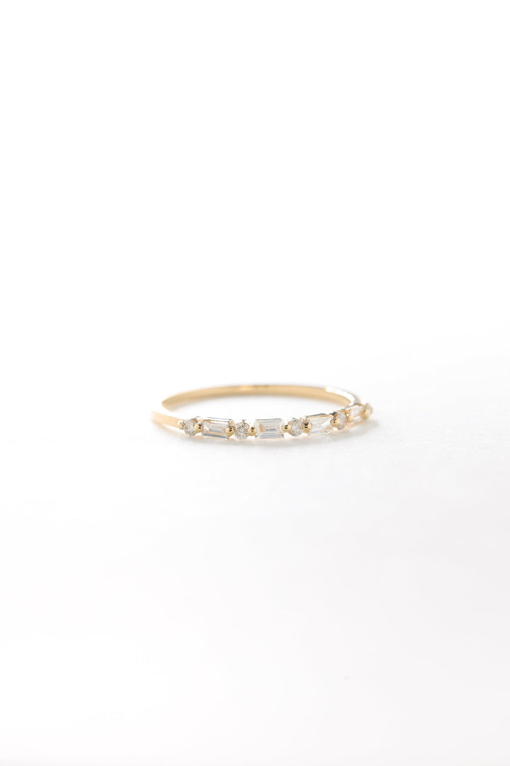 Round & Baguette Cut Diamond Wedding Ring for Her