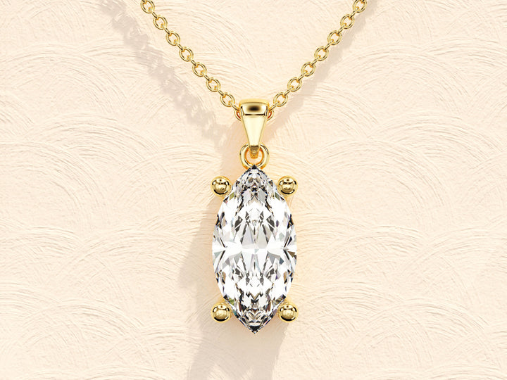 Marquise Cut Solitaire Moissanite Diamond Pendant Necklace