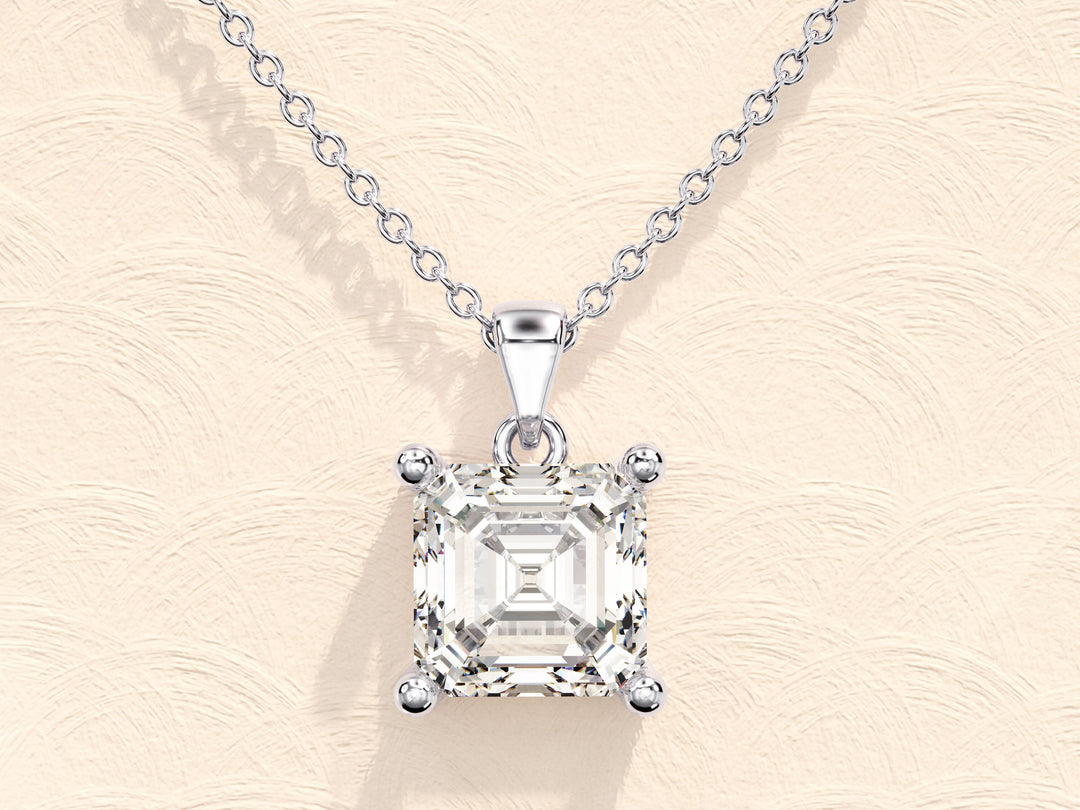 Asscher Cut Diamond Moissanite Necklace for Women