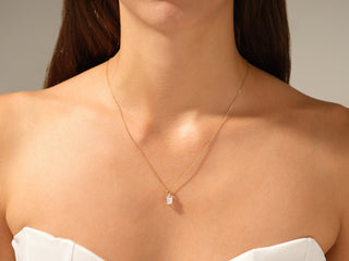 Emerald Cut Solitaire Moissanite Diamond Pendant Necklace for Her