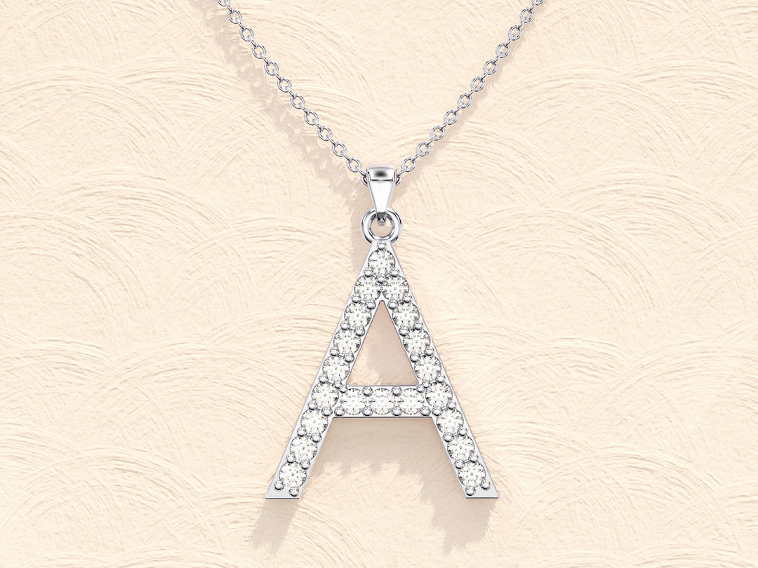 Alphabet Letter Moissanite Diamond Necklace for Women