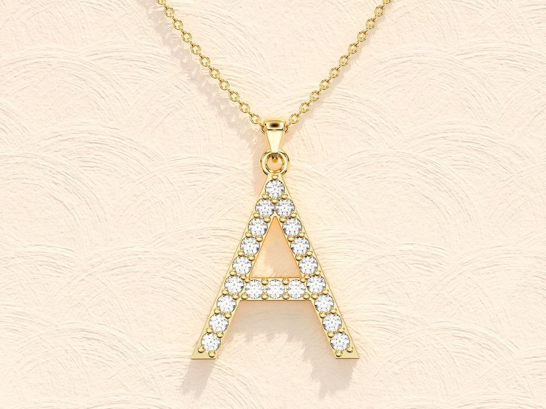 Alphabet Letter Moissanite Diamond Necklace for Women