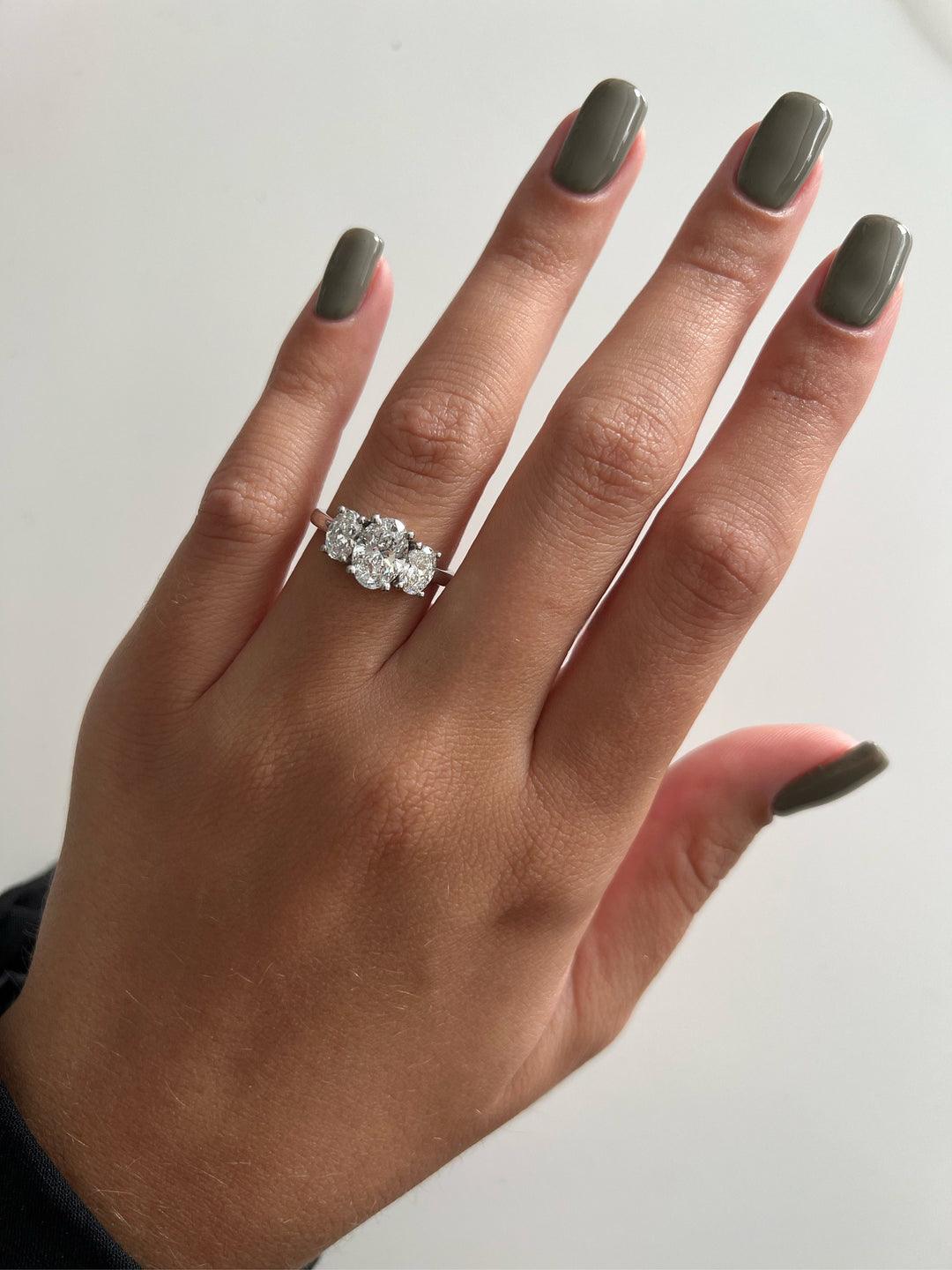 1.0 CT Oval Cut Three Stone Moissanite Diamond Engagement Ring