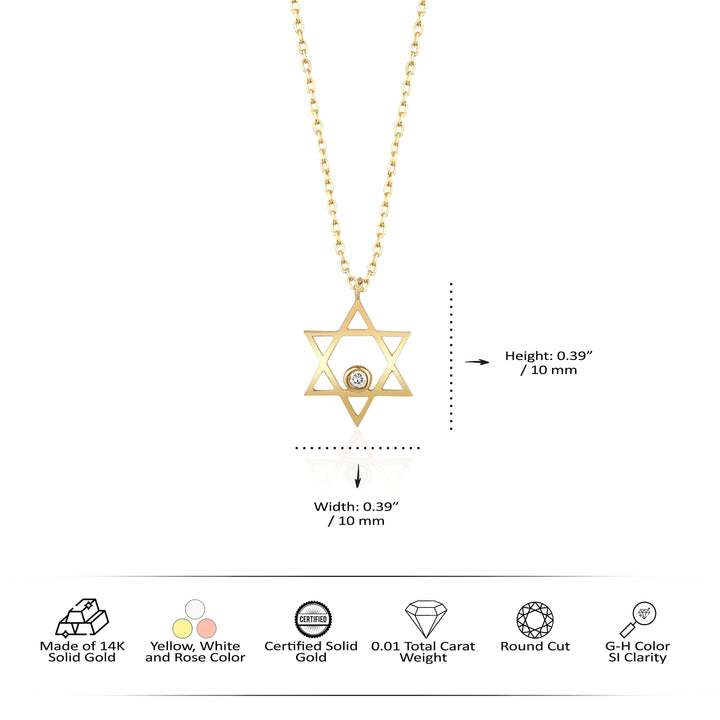 Star of David Moissanite Diamond Necklace for Her