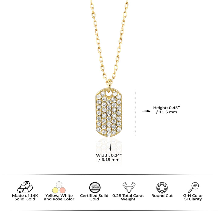 Genuine Diamond Dog Tag Moissanite Diamond Necklace for Women