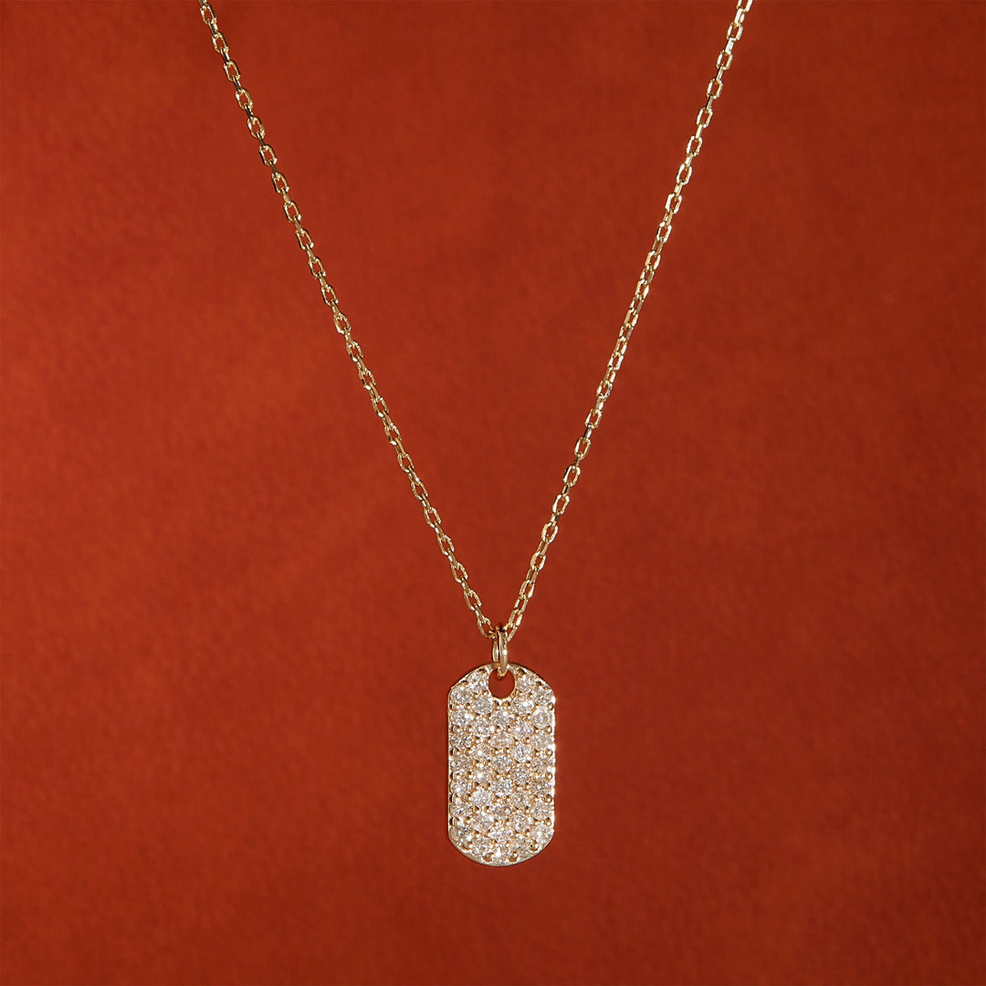 Genuine Diamond Dog Tag Moissanite Diamond Necklace for Women