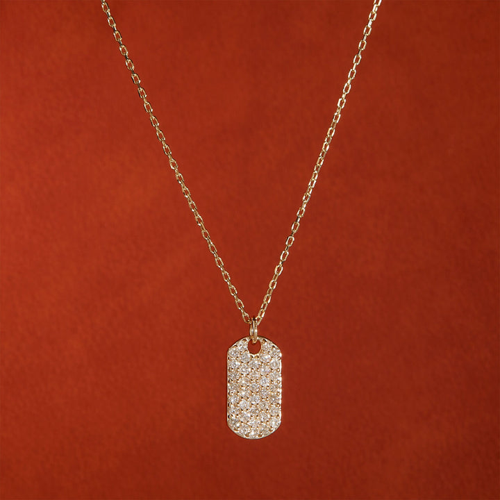 Genuine Diamond Dog Tag Moissanite Diamond Necklace for Women