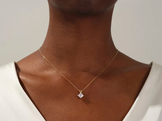 Princess Cut Moissanite Solitaire Diamond Pendant Necklace