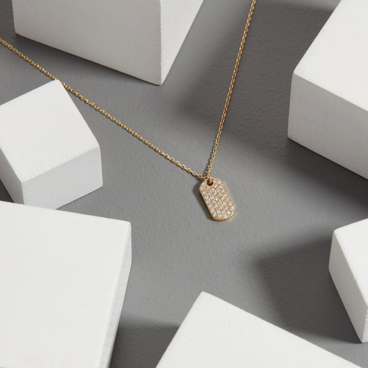 Genuine Diamond Dog Tag Moissanite Diamond Necklace for Women