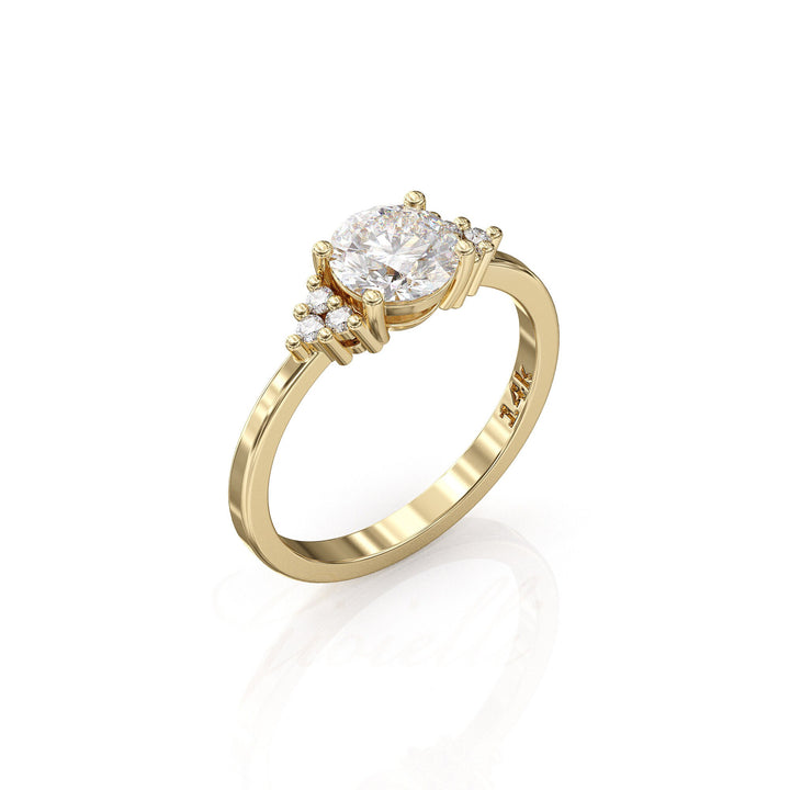 1.0 CT Round Cut Moissanite Cluster Engagement Ring