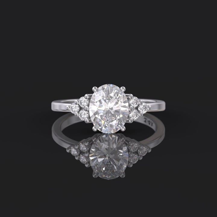 1.0 CT Oval Cut Moissanite Cluster Engagement Ring