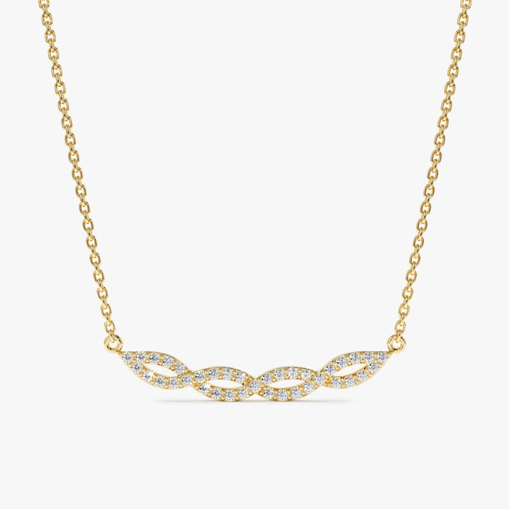 Swirl Diamond 14k Solid Gold Infinity Necklace for Her