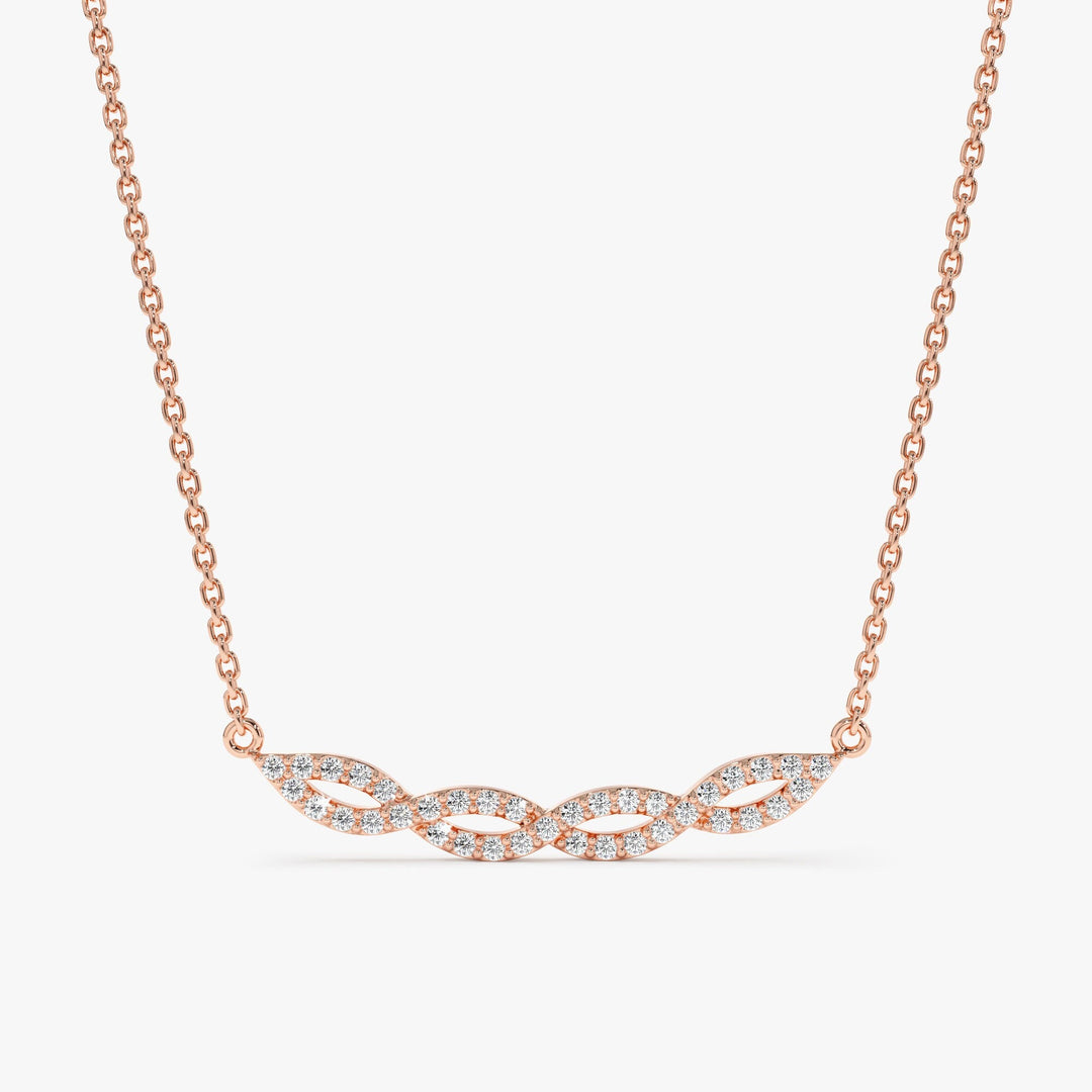 Swirl Diamond 14k Solid Gold Infinity Necklace for Her