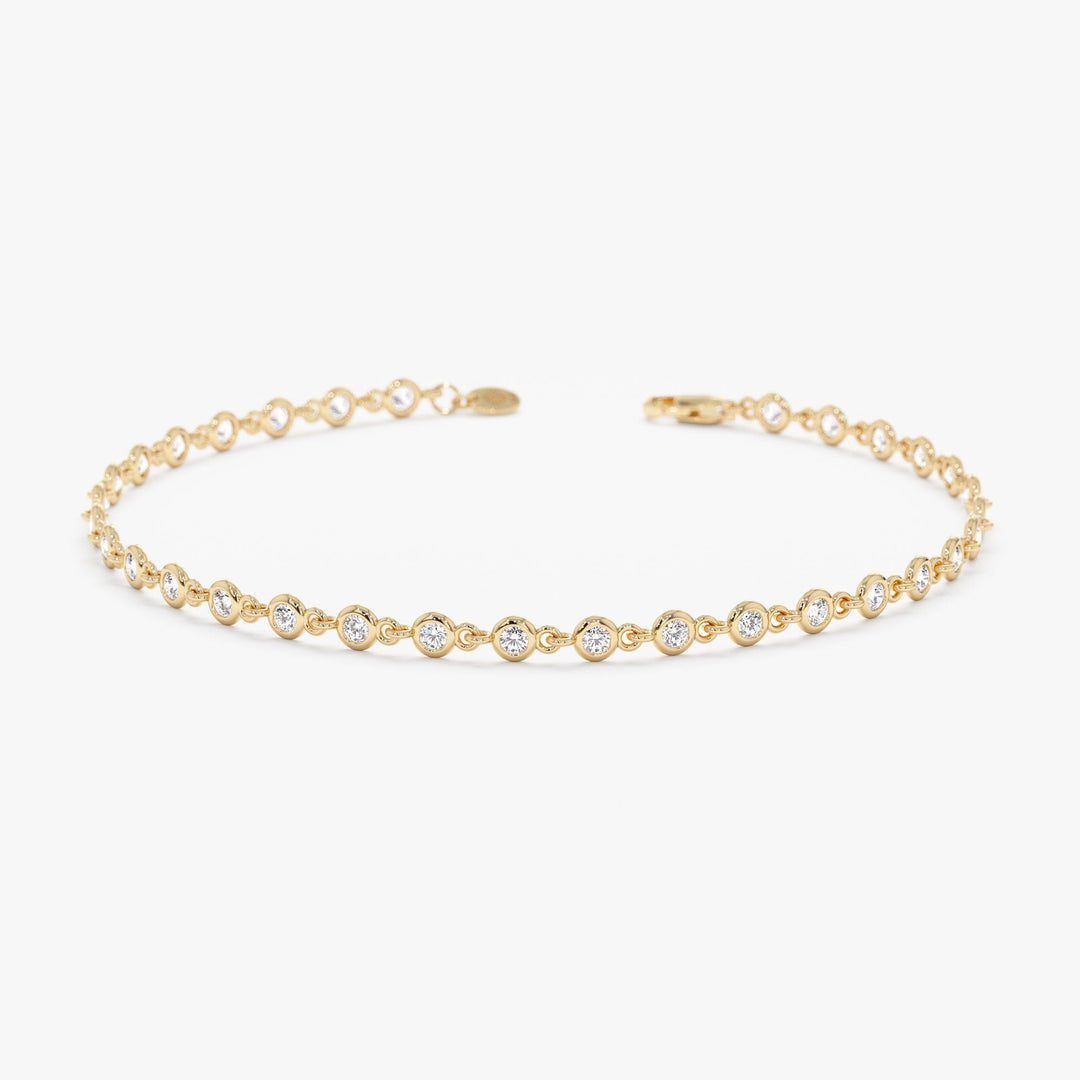 Round Cut Diamond Bezel Set Tennis Bracelet For Her