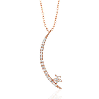 Moon and Star Diamond Moissanite Necklace for Her