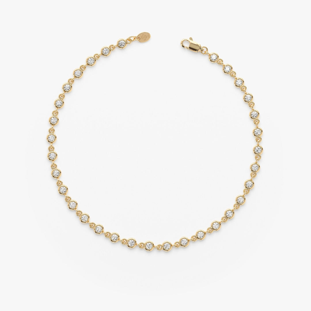 Round Cut Diamond Bezel Set Tennis Bracelet For Her