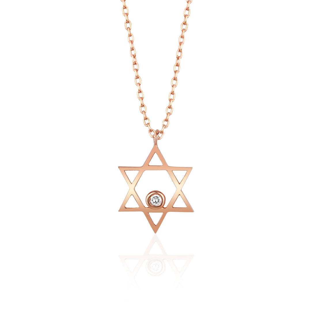 Star of David Moissanite Diamond Necklace for Her