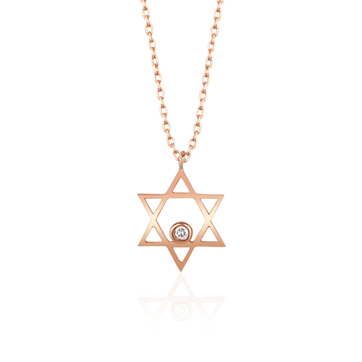 Star of David Moissanite Diamond Necklace for Her