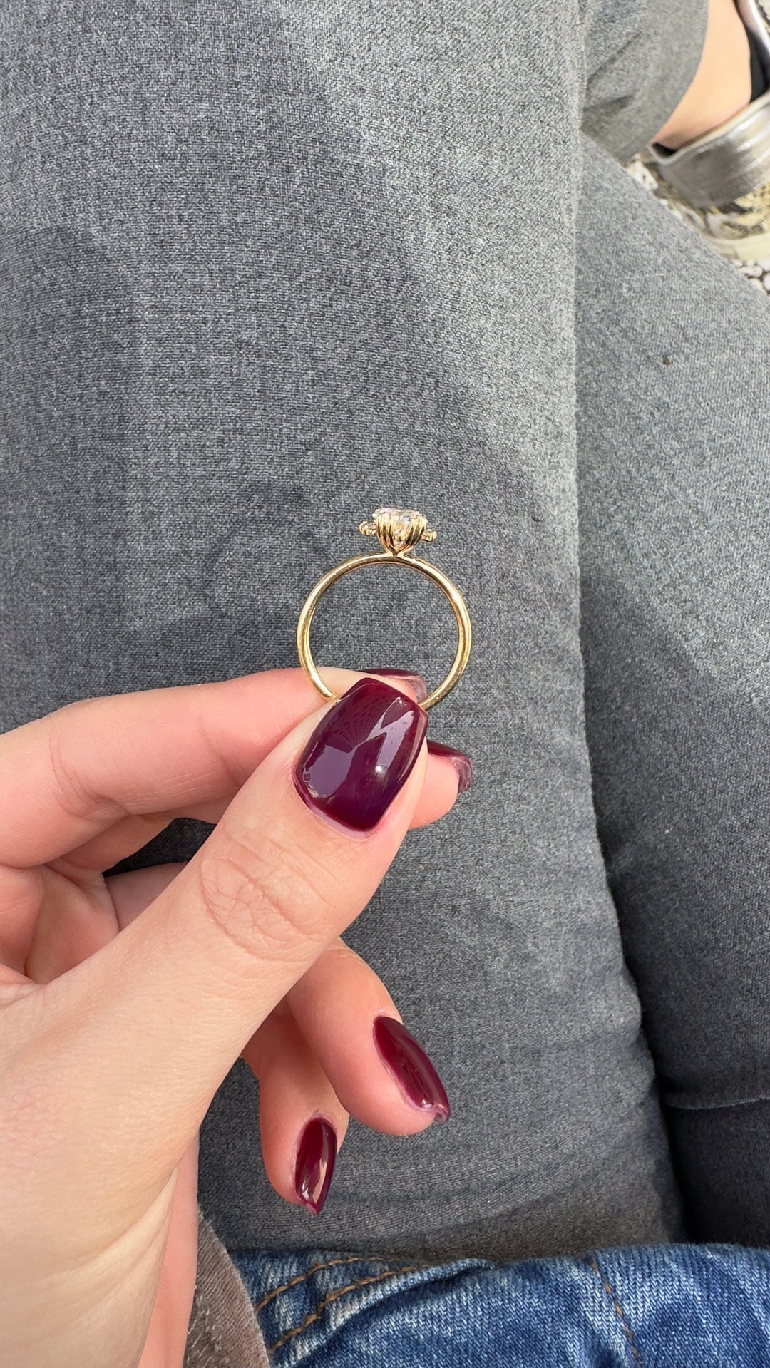 1.0 CT Oval Cut Moissanite Cluster Halo Engagement Ring