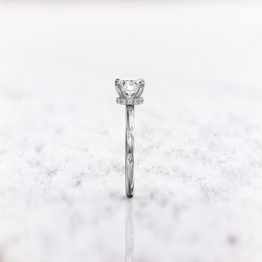 1.0 CT Round Cut Moissanite Hidden Halo Diamond Engagement Ring