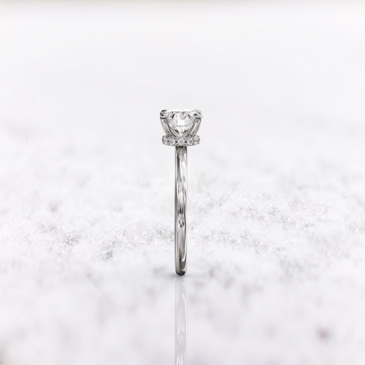 1.0 CT Round Cut Moissanite Hidden Halo Diamond Engagement Ring