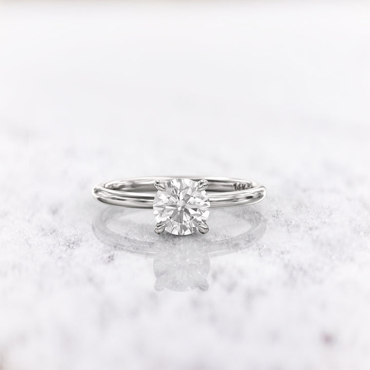 1.0 CT Round Cut Moissanite Hidden Halo Diamond Engagement Ring