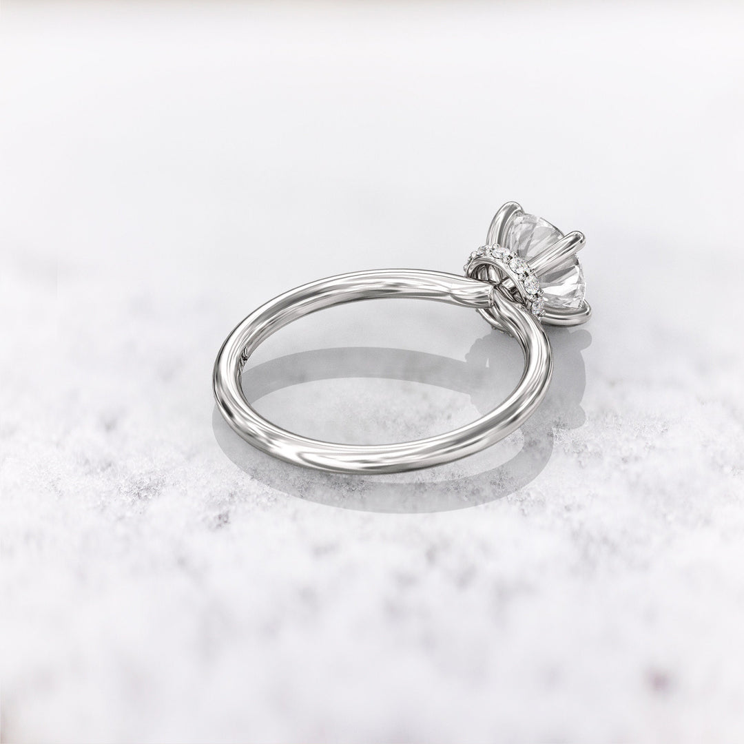 1.0 CT Round Cut Moissanite Hidden Halo Diamond Engagement Ring