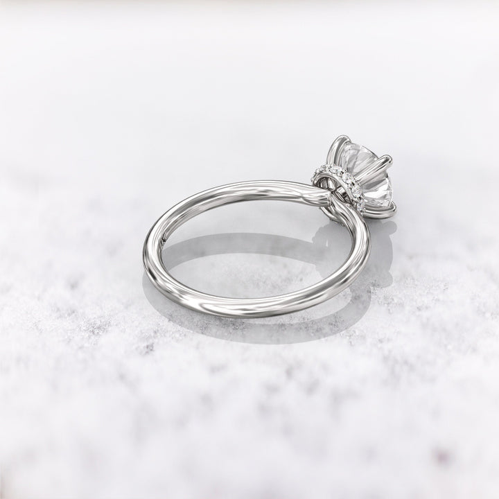 1.0 CT Round Cut Moissanite Hidden Halo Diamond Engagement Ring